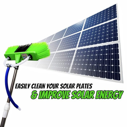 Solar Panel Cleaning Brush | 6ft Extendable Steel Solar Panel Cleaning Brush With Water Flow System Long Reach Rod, Soft Bristle Head For Streak-free, Efficient Solar Panel Maintenance | Solar Panel Cleaning Brush (without Box)