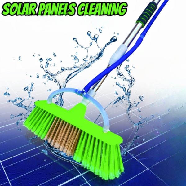 Solar Panel Cleaning Brush | 6ft Extendable  Steel Solar Panel Cleaning Brush With Water Flow System Long Reach Rod, Soft Bristle Head For Streak-free, Efficient Solar Panel Maintenance | Solar Panel Cleaning Brush (without Box)