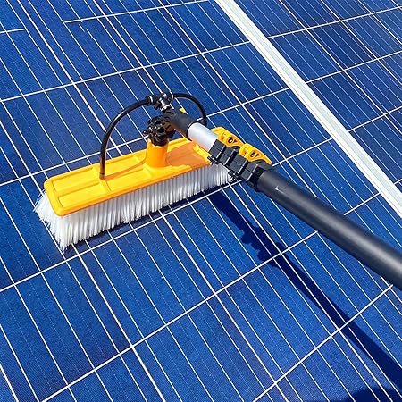 Solar Panel Cleaning Brush | 6ft Extendable  Steel Solar Panel Cleaning Brush With Water Flow System Long Reach Rod, Soft Bristle Head For Streak-free, Efficient Solar Panel Maintenance | Solar Panel Cleaning Brush (without Box)