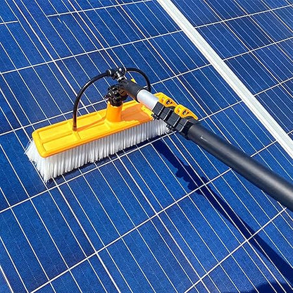 Solar Panel Cleaning Brush | 6ft Extendable  Steel Solar Panel Cleaning Brush With Water Flow System Long Reach Rod, Soft Bristle Head For Streak-free, Efficient Solar Panel Maintenance | Solar Panel Cleaning Brush (without Box)