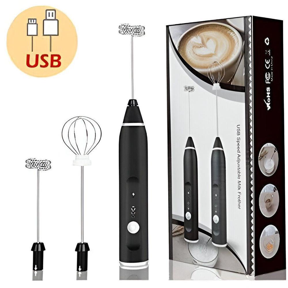 2 In 1 Electric Coffee Frother + Egg Beater Wireless Type-C Charging 3 Speeds Small Handheld Foam Maker Milk Whisk Cooking Tools
