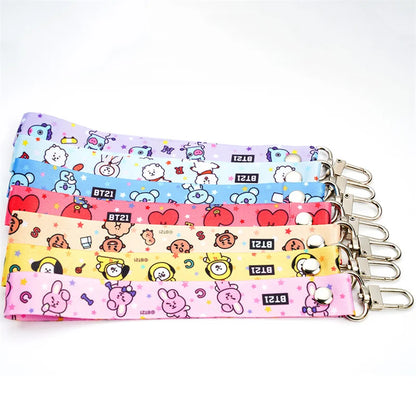 Kawaii BT21 TATA Phone Canvas Keychain – Anti-Lost Strap & Wristband