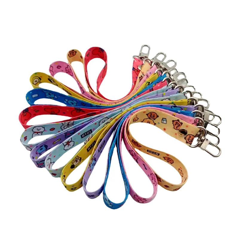 Kawaii BT21 TATA Phone Canvas Keychain – Anti-Lost Strap & Wristband