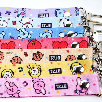 Kawaii BT21 TATA Phone Canvas Keychain – Anti-Lost Strap & Wristband