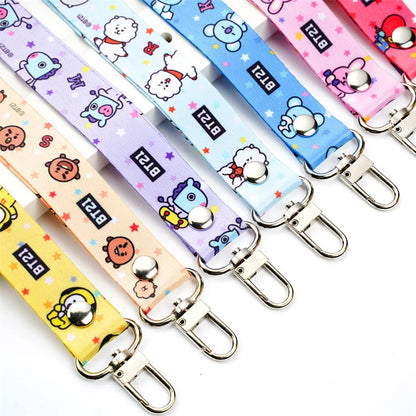 Kawaii BT21 TATA Phone Canvas Keychain – Anti-Lost Strap & Wristband