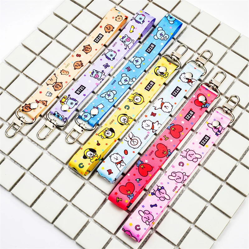 Kawaii BT21 TATA Phone Canvas Keychain – Anti-Lost Strap & Wristband