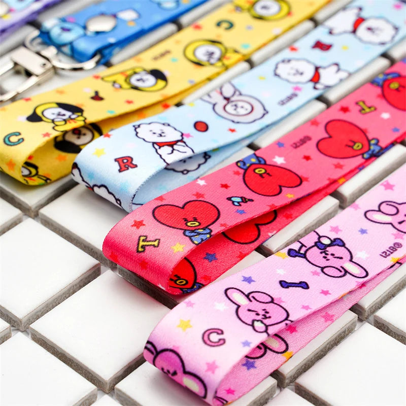 Kawaii BT21 TATA Phone Canvas Keychain – Anti-Lost Strap & Wristband