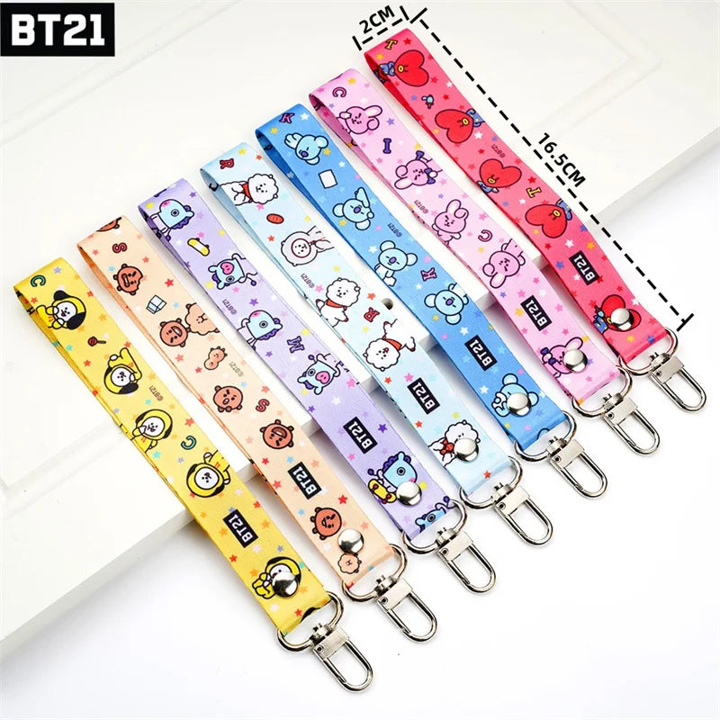 Kawaii BT21 TATA Phone Canvas Keychain – Anti-Lost Strap & Wristband