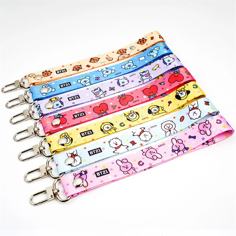 Kawaii BT21 TATA Phone Canvas Keychain – Anti-Lost Strap & Wristband