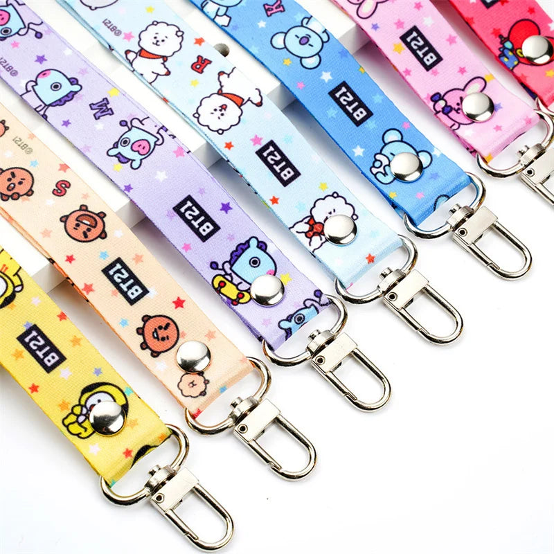 Kawaii BT21 TATA Phone Canvas Keychain – Anti-Lost Strap & Wristband