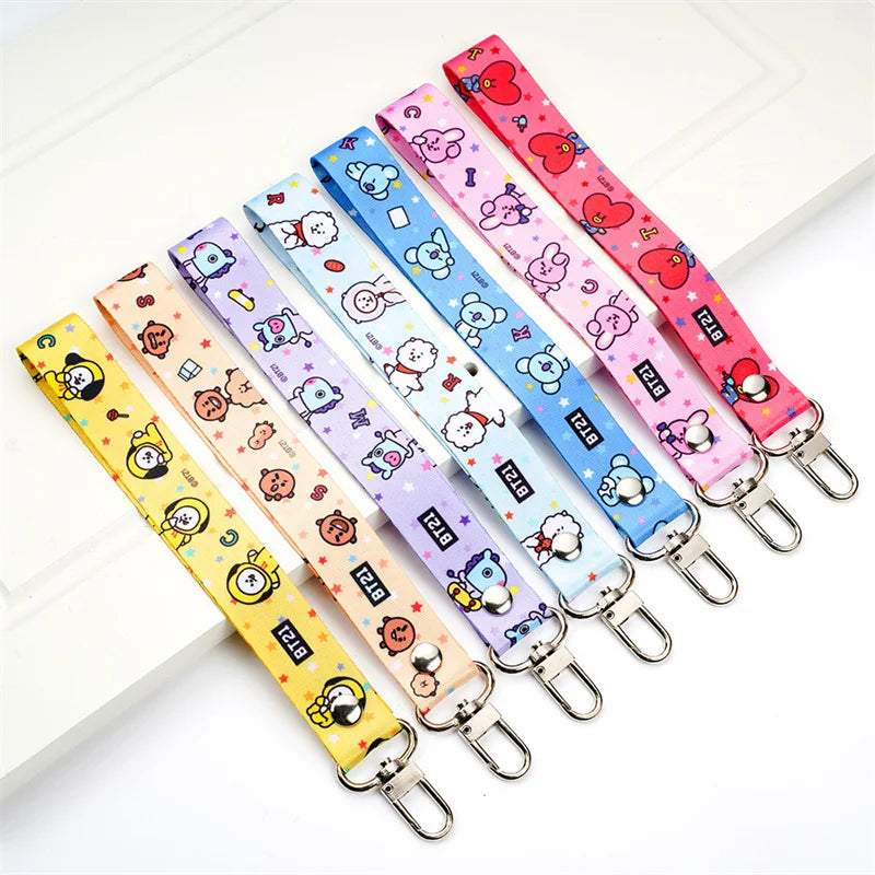 Kawaii BT21 TATA Phone Canvas Keychain – Anti-Lost Strap & Wristband