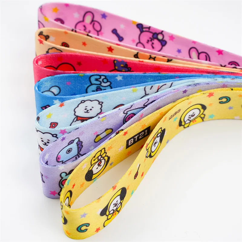Kawaii BT21 TATA Phone Canvas Keychain – Anti-Lost Strap & Wristband