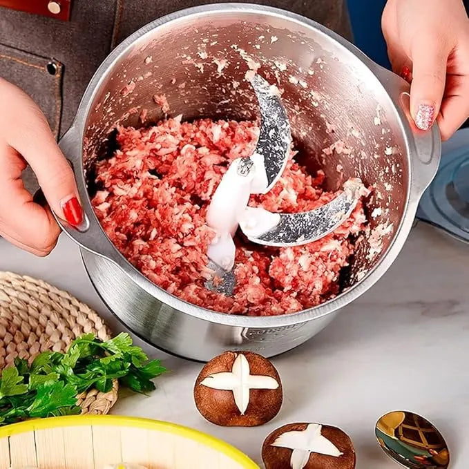 Effortless 1000W 3L Electric Meat Grinder & Food Chopper – Stainless Steel Blades, Multipurpose Cutter & Mincer for Meat, Vegetables & Fruits – HomeStar Black Edition