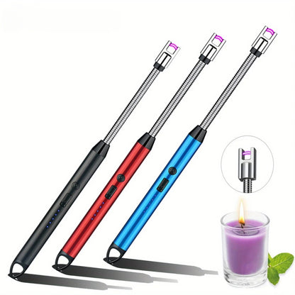 Rechargeable Electric Arc Lighter with 360° flexible neck — flameless, windproof ignition for stoves, candles, BBQs & camping. USB rechargeable.