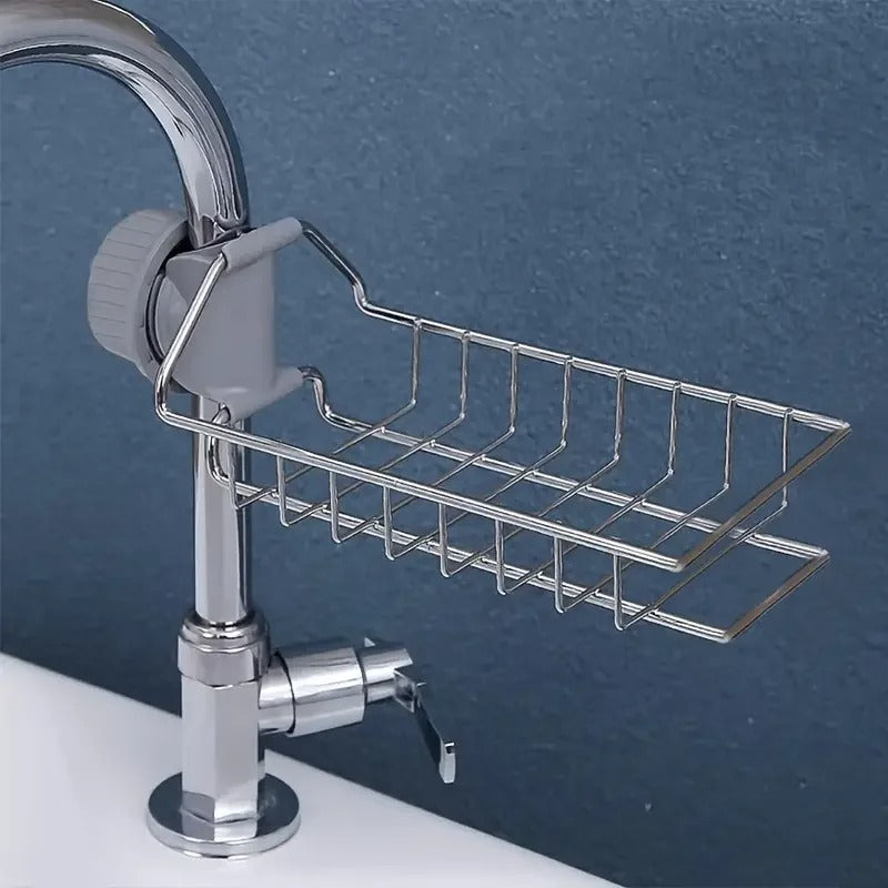 Premium Stainless Steel Adjustable Sink Caddy – Multi-Purpose Kitchen & Bathroom Sponge, Soap & Brush Organizer