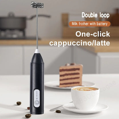 2 In 1 Electric Coffee Frother + Egg Beater Wireless Type-C Charging 3 Speeds Small Handheld Foam Maker Milk Whisk Cooking Tools