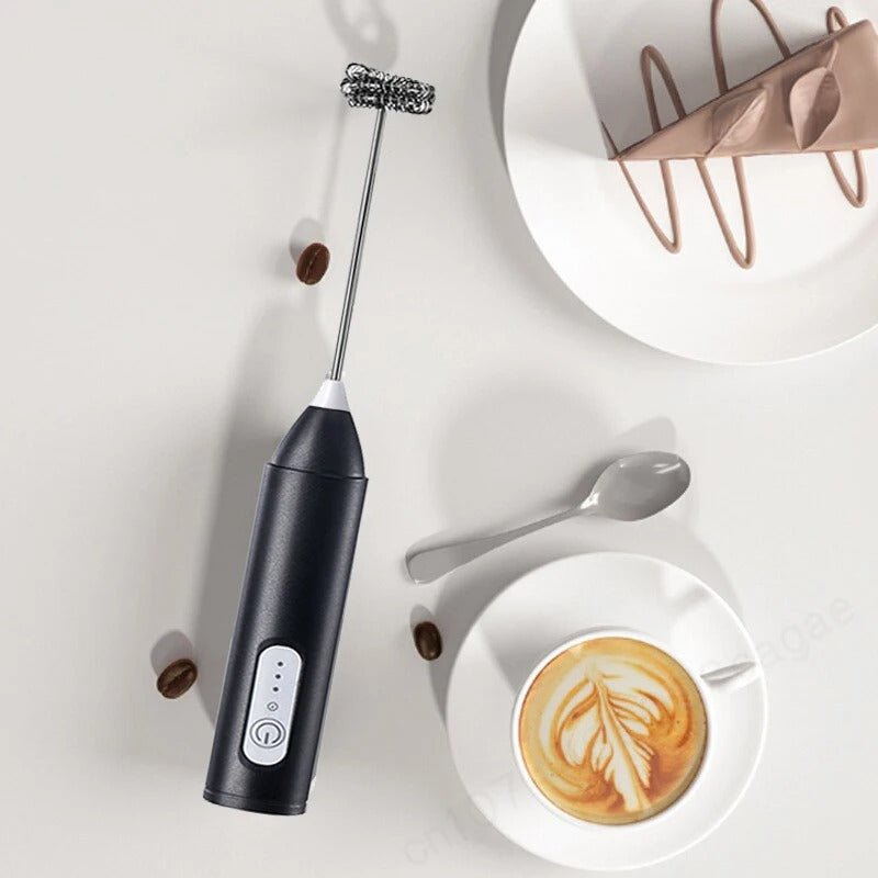 2 In 1 Electric Coffee Frother + Egg Beater Wireless Type-C Charging 3 Speeds Small Handheld Foam Maker Milk Whisk Cooking Tools