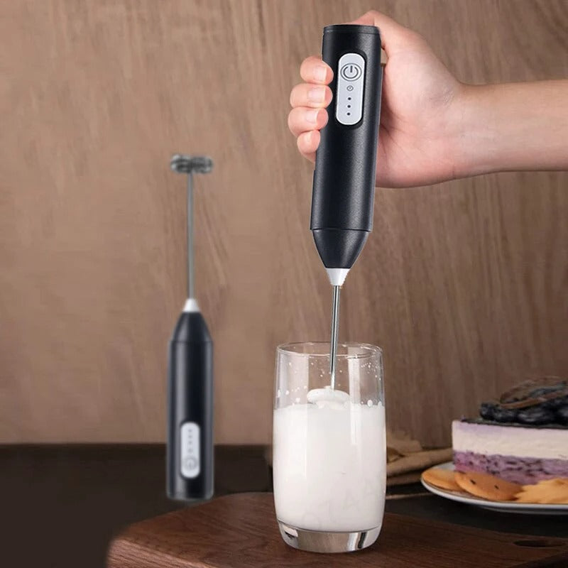 2 In 1 Electric Coffee Frother + Egg Beater Wireless Type-C Charging 3 Speeds Small Handheld Foam Maker Milk Whisk Cooking Tools