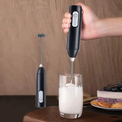 2 In 1 Electric Coffee Frother + Egg Beater Wireless Type-C Charging 3 Speeds Small Handheld Foam Maker Milk Whisk Cooking Tools