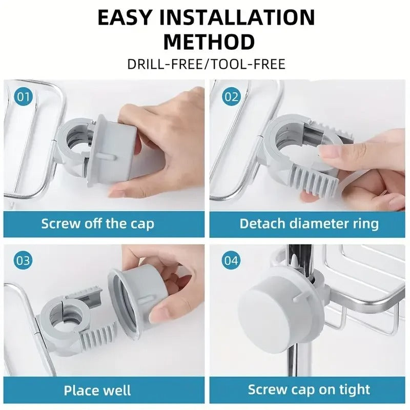 Premium Stainless Steel Adjustable Sink Caddy – Multi-Purpose Kitchen & Bathroom Sponge, Soap & Brush Organizer