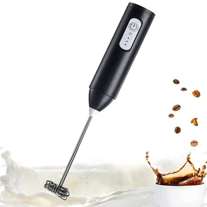 2 In 1 Electric Coffee Frother + Egg Beater Wireless Type-C Charging 3 Speeds Small Handheld Foam Maker Milk Whisk Cooking Tools