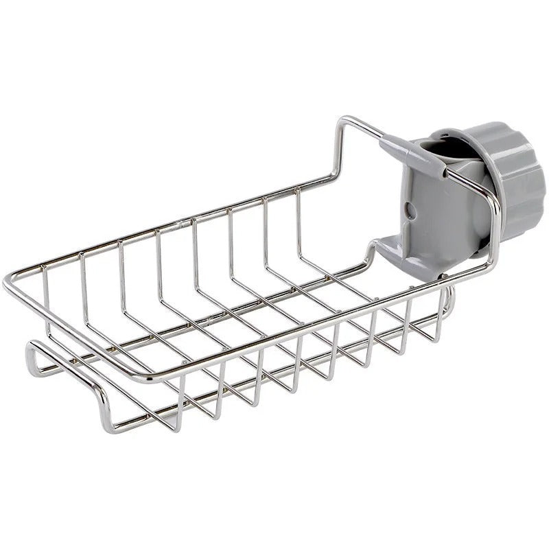 Premium Stainless Steel Adjustable Sink Caddy – Multi-Purpose Kitchen & Bathroom Sponge, Soap & Brush Organizer