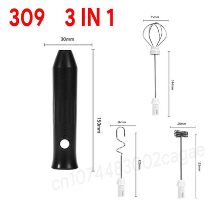 2 In 1 Electric Coffee Frother + Egg Beater Wireless Type-C Charging 3 Speeds Small Handheld Foam Maker Milk Whisk Cooking Tools